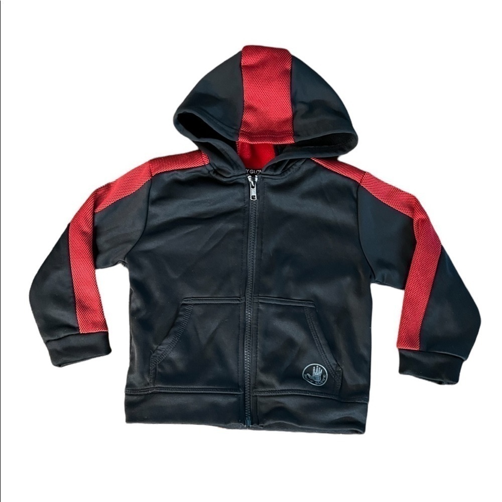 BODY GLOVE TODDLER BOY RED AND BLACK LIGHTWEIGHT ZIPPERED HOODIE SIZE 3T